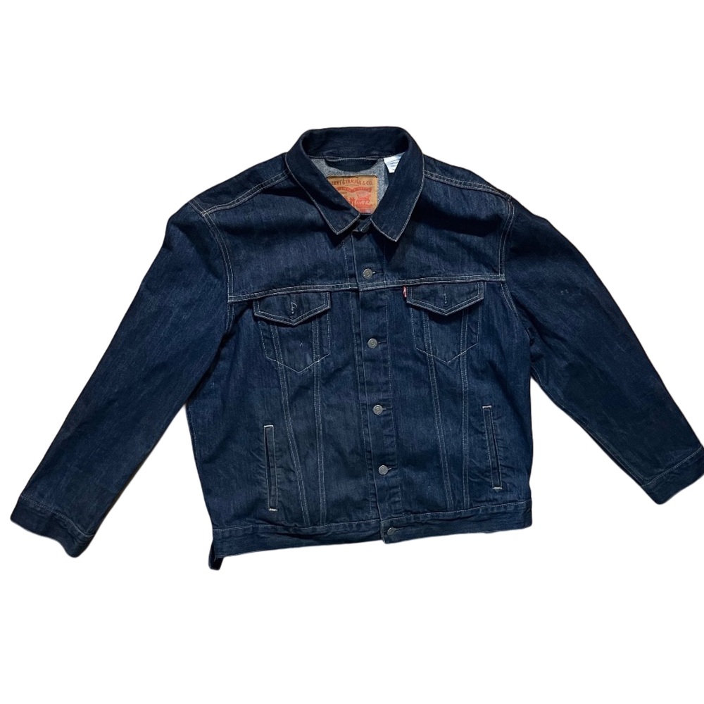 Levi’s Trucker Denim Jacket Mens Medium Dark Wash Classic Button Front Jean Coat